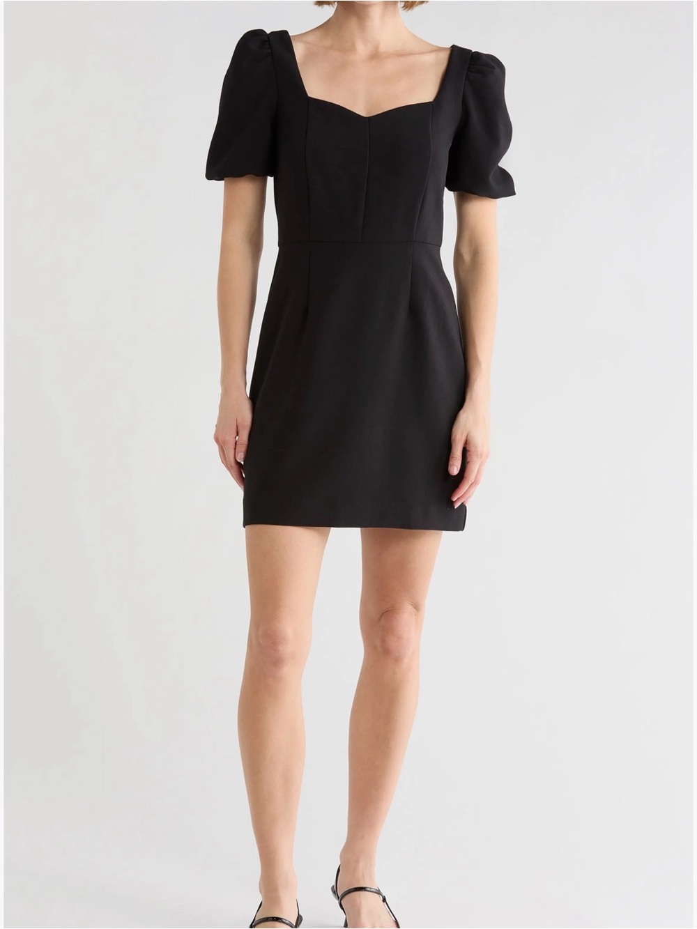 236 French Connection Black Puff Sleeve Mini Dress Size 4